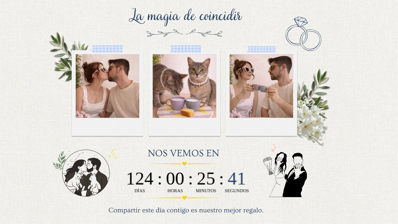 Galería de Daniel y Olga con sus gatas, y cuenta atrás hasta la boda